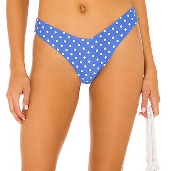NWT WeWoreWhat Delilah Polka Dot Bikini Bottoms in Palace Blue - Picture 3 of 8